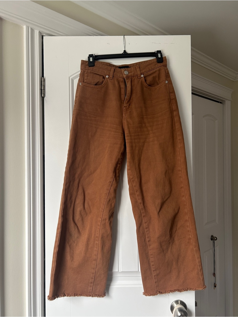 Frank & Oak Wide-Leg Jeans in Rust Brown